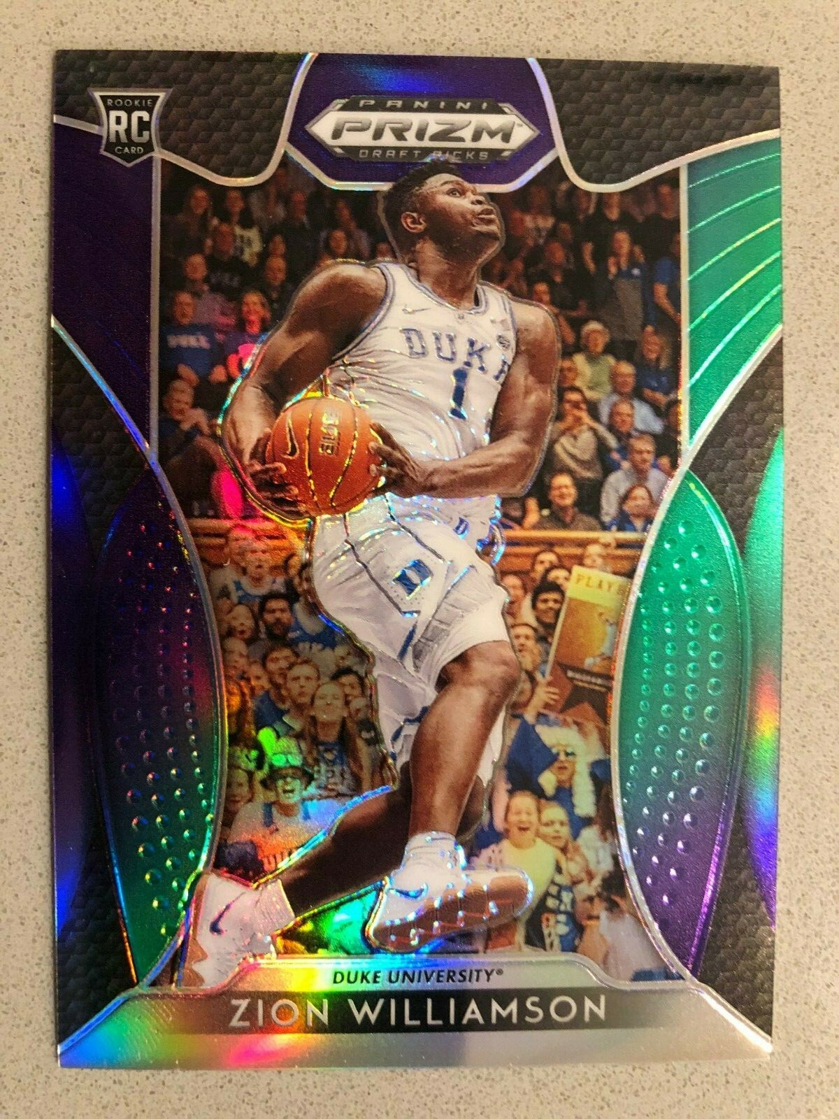 2019-20 Panini Prizm Draft Picks Zion Williamson Green Purple Prizm RC # 4/199