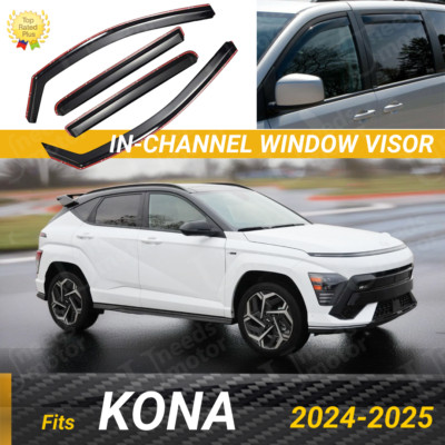 For Hyundai Kona 2024-25 In-Channel Vent Window Visors Wind Sun Guard Deflectors