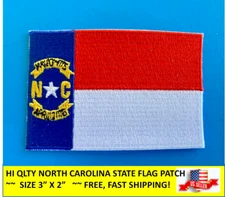 NORTH CAROLINA STATE FLAG EMBROIDERED PATCH IRON-ON OR SEW-ON HI-QUALITY(3 x 2”)