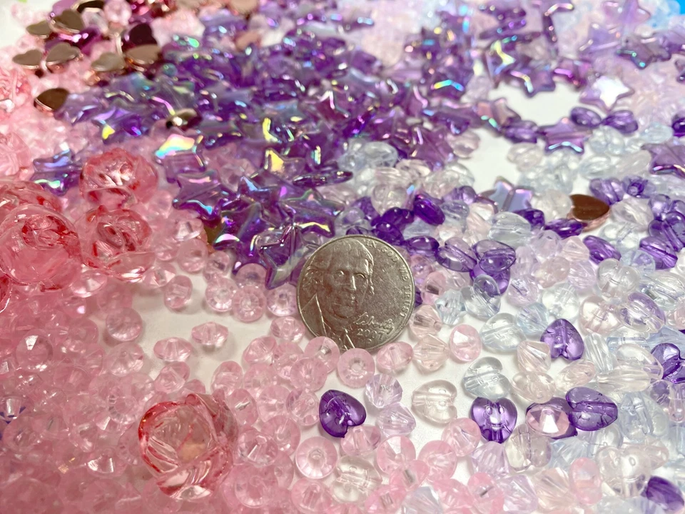 Cuentas de corazón rosa púrpura fabricación de joyas burbuja goma mezcla hágalo usted mismo joyería 6-18 mm 0,5 lb Foto 4 de 4