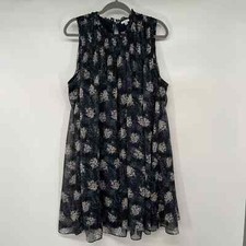 Joie Sleeveless Sheer Overlay Mini Dress Women's Sz XXL Baltic Print Ruffle Neck