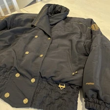 Vintage FERA Skiwear Ski Jacket/coat Women's size 12 Black W/ Gold~~~C7