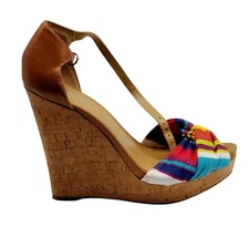 Nine West Womens Multicolor Ankle Strap Wedge Platform Heel Sandals Size 9.5 M