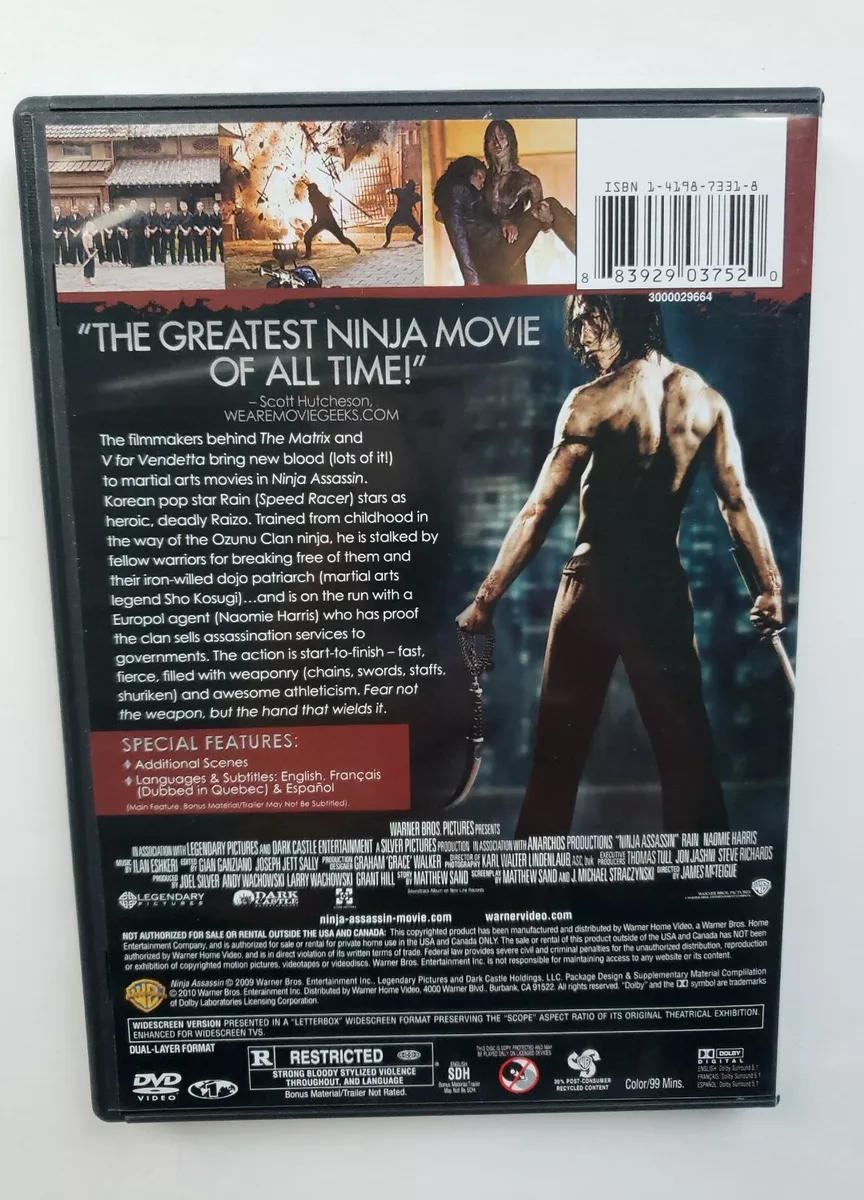 Ninja Assassin DVD 2009 Martial Arts Action Movie