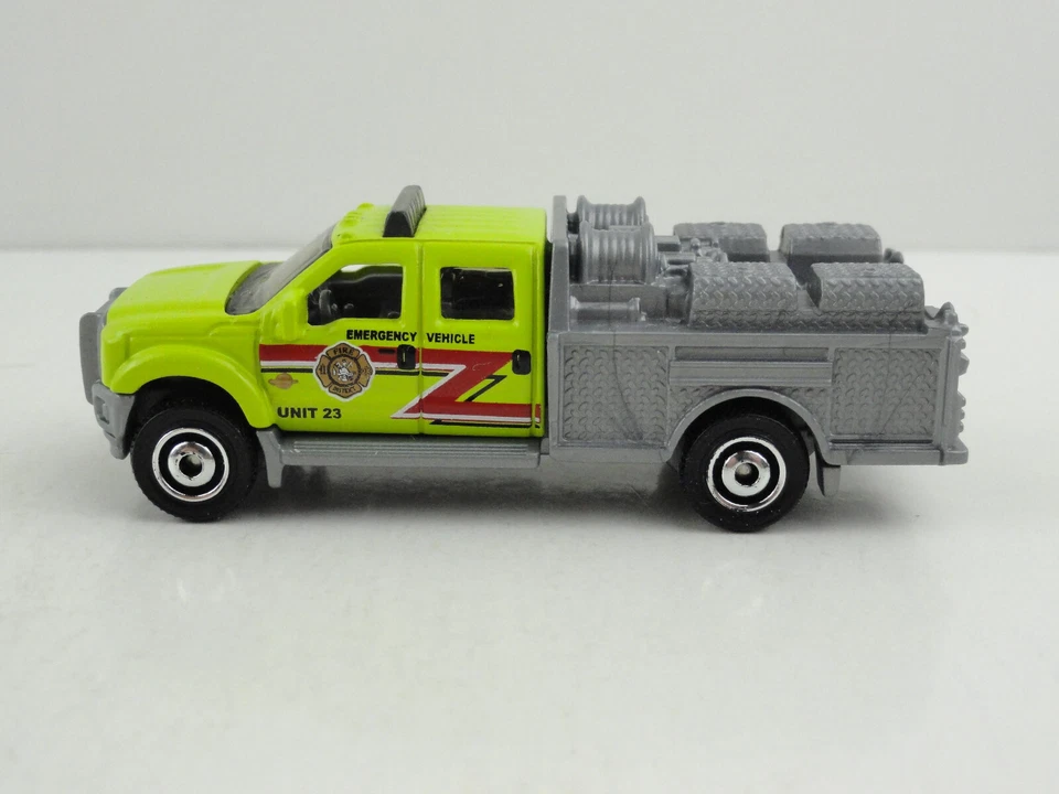 2011 Matchbox #50 Ford F-550 Super Duty Fire Truck (Neon Green Unit 23) - LOOSE - Image 2 of 4