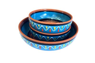 Set da 3 Piatto Piano in Ceramica Dipinta a Mano – Lettera N – Les