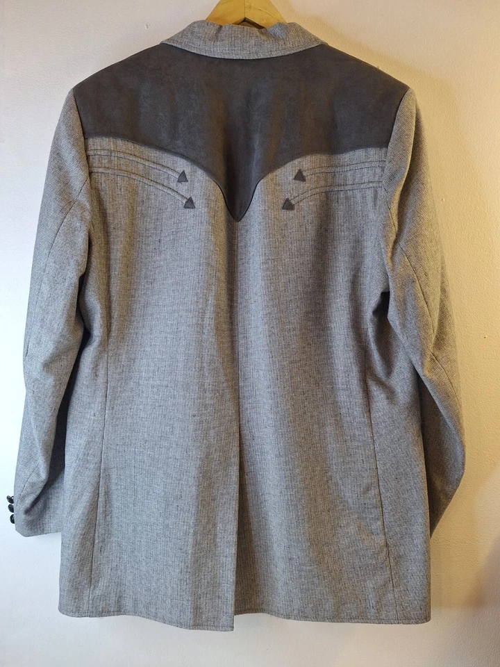 Vtg PIONEER WEAR Wool Blend Blazer Men's 46L Gray Western Rockabilly Cowboy USA - Image 2 of 4