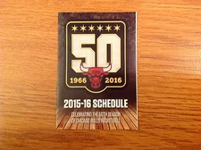 Chicago Bulls 2015-16 Pocket Schedule 50th Anniversary NBA