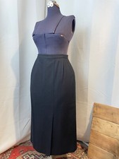 Pendleton Black Wool Pencil Skirt With Slit 1980s Vintage Pinup Wiggle 12 M