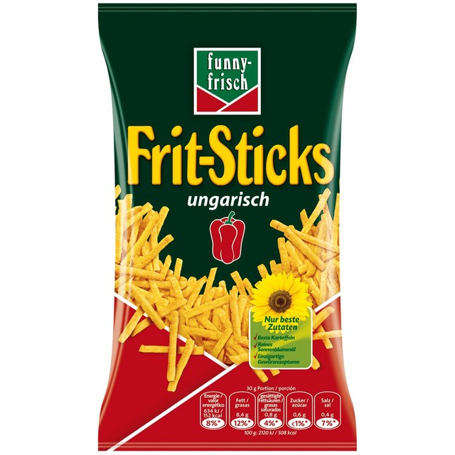 Funny Frisch FritSticks Hungarian Paprika 100g / 3.52 oz Bag from
