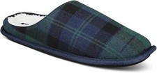 New Club Room Men's Jake Plaid Slip On Slippers Blue Green Small 6-7 