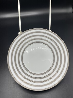 JL Coquet Hemisphere Platinum Stripes Tea Saucer Made In France EUC
