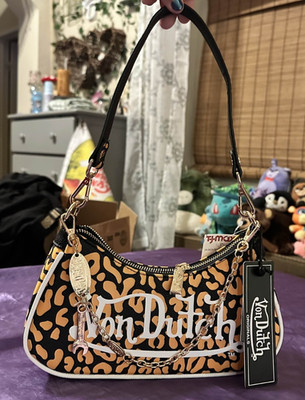 Von Dutch Orange Cheetah Print Shoulder Bag Purse Y2K Rare New | eBay