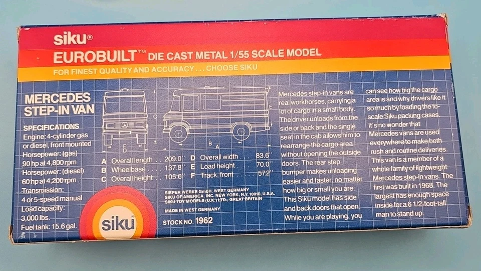 Siku US Mail Delivery Mercedes Step In Van 1/55 Diecast #1962 - Image 3 of 4