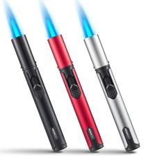 Urgrette 3 Pack Butane Torch Lighters, 6-inch 3 (Standard), Silver