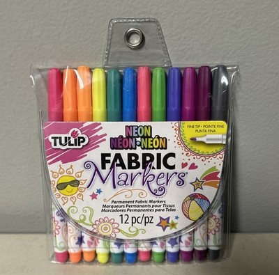 TULIP FABRIC MARKERS FINE TIP NEON 12PC 31780 NEW