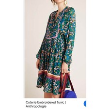 Anthropologie Blank London Coterie Embroidered Tunic Dress Multicolor Small