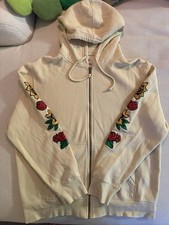 Coachella Full Zip Flower Hoodie. Vintage. Light Yellow. Size Medium.
