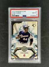 2025 Topps Diamond Icons Hank Aaron Blue #/15 Braves PSA 8