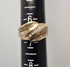 Vintage baguette Diamond Bypass Crossover Ring 10 K T Yellow Gold 6.5  1990's  — photo 1