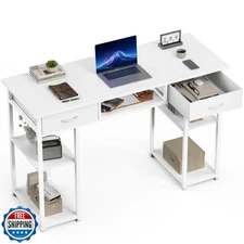 OLIXIS 48 Inch Desk with Drawers, Home Office Computer Desk with Adjustable S