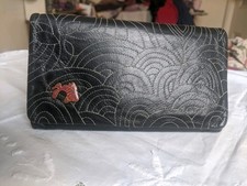 Navy Blue Leather Nica Purse With Japanese Style Details 