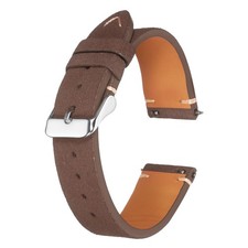 Leather Watch Bands 20mm Quick Release Watch Strap Suede Cowhide Dark Brown