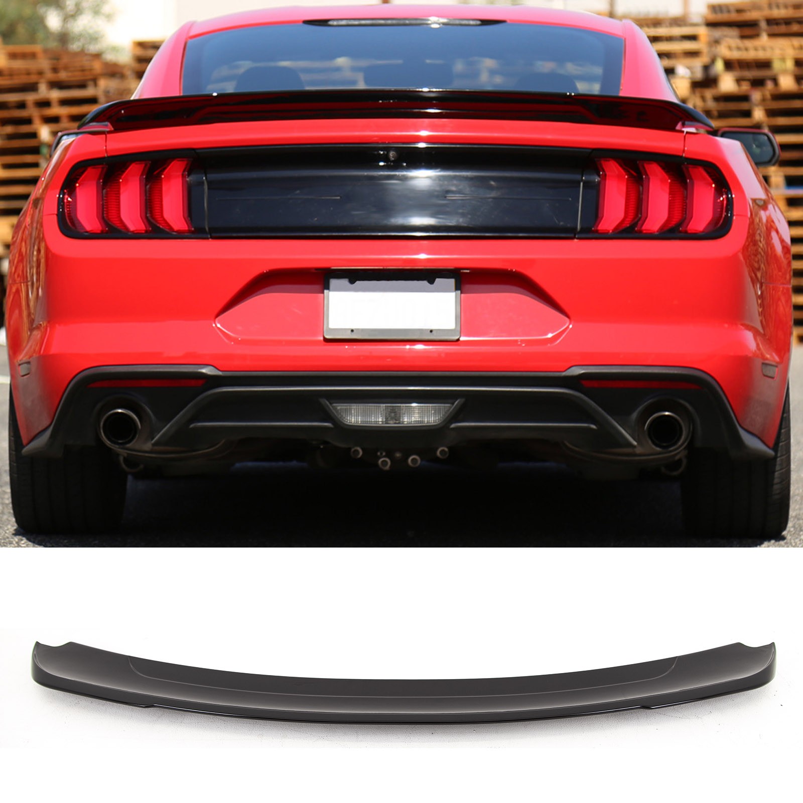 Fits Ford Mustang Coupe 2015-2024 Rear Boot Lip Spoiler Sport Gloss Black