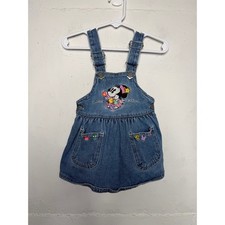 Vintage Disney Minnie Mouse Denim Overall Dress Size 12 Months