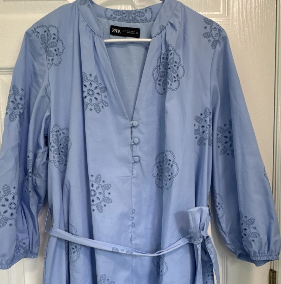 sachin and babi light blue dress ZARA. Long blue dress with floral embroidery Ts – Hibuy market