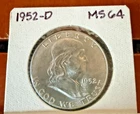1952-D Franklin Half Dollar 90% Silver BU Uncirculated Denver Mint Nice Luster