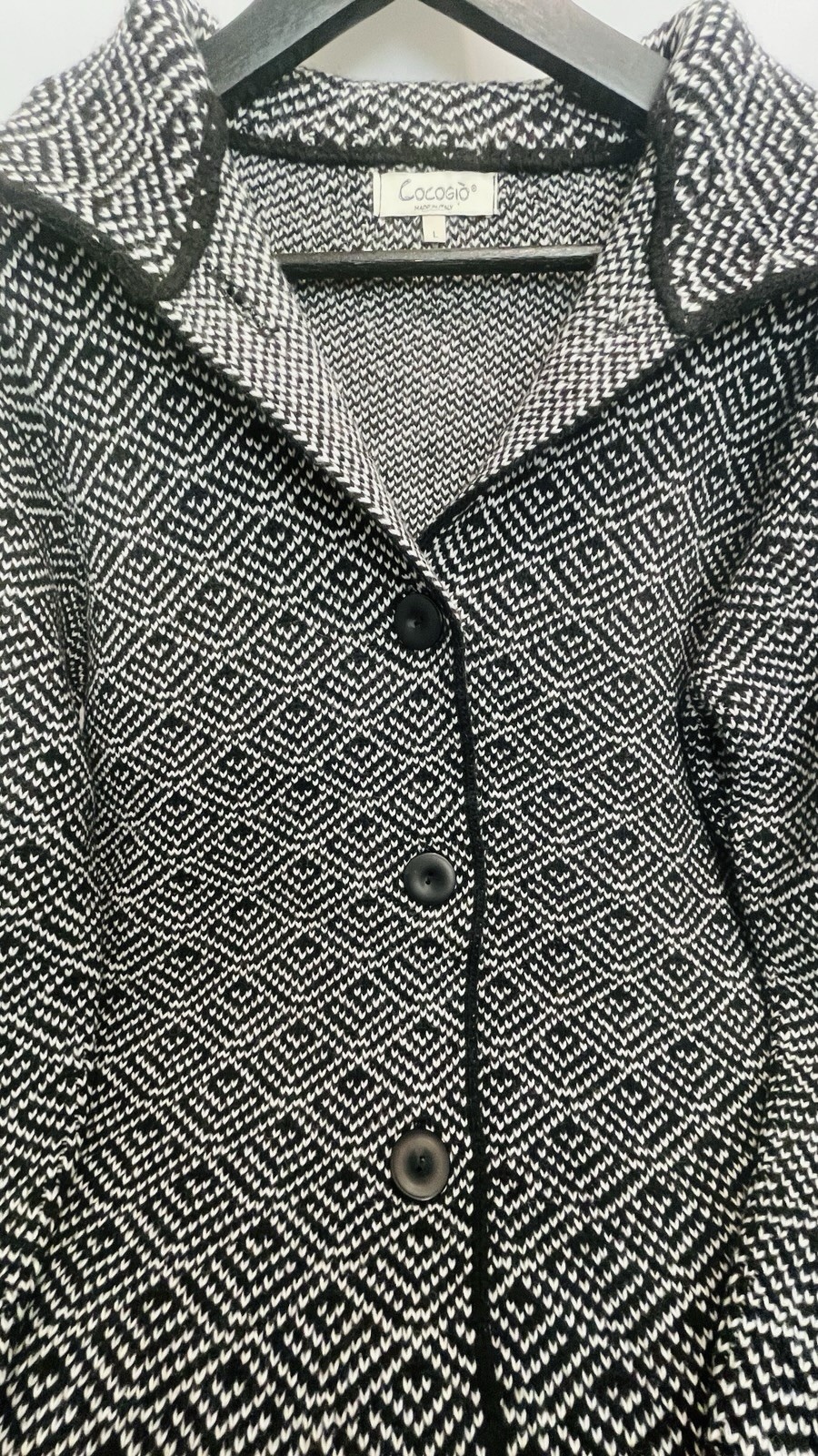Cocojo Black White Wool Blend Patterned Coat Wome… - image 6