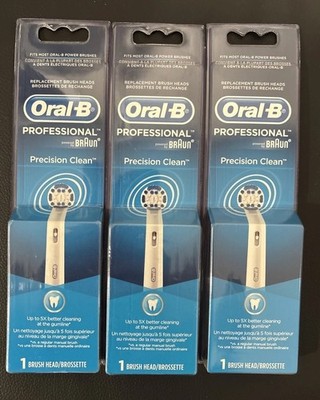 3 Oral-B Precision Clean Replacement Toothbrush Heads New Sealed