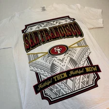 San Francisco Tribal White T Shirt Men’s NFL Shaka Wear Football Used Faithful