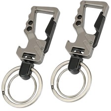 2 Pcs Carabiner Keychain Clip Car key Chains with Bottle Opener  2 Key Rings