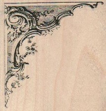 Ornate Corner right 3 x 3" Rubber Stamp, Mixed Media, Background