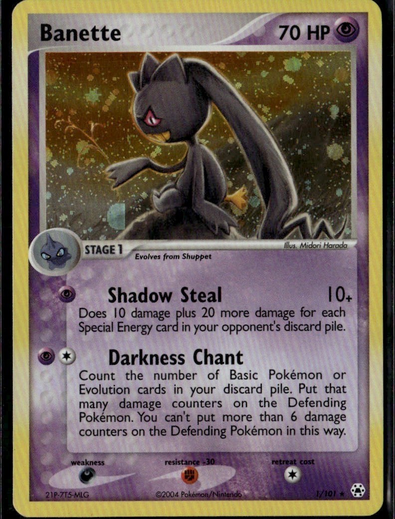 Banette Holo Rare Hidden Legends 1/101 Psychic Holo Pokemon Card