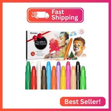 Beesjuy Face Painting Kits for Kids,12 Color Water Based Face Paint Kit, Washabl