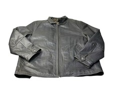 Vintage 90 s Black Men s XL Leather Jacket Columbia Zip Front Bomber Style