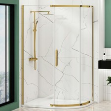 1950mm Offset Quadrant Shower Enclosure Single Sliding Door 8mm Glass, Brass