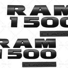 2x Set Front Door Chrome Matte Black Emblems Letters Badge For RAM 1500 Classic