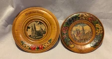Set of 2 Vintage German Hand painted Wooden Souvenir Plate