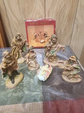 6 Piece Christmas Nativity Pieces Hand Painted Resin