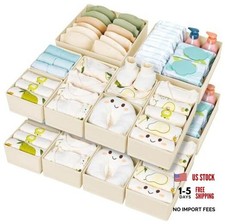 Drawer Organizer Clothes - Foldable Baby Organizers and Storage 15 Pack Beige
