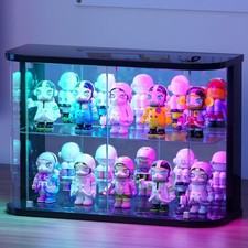 Glass Display Cabinets with RGB LED,Compact 2 Tier Curio Cabinet with Dynamic...