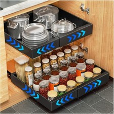 YFXCVSL PULL OUT CABINET ORGANIZER 2 PACK 16.9" DEEP EXPANDABLE - BLACK