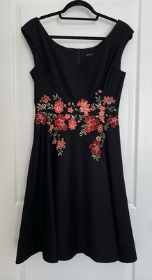 Karen Millen Black Floral Embroidered Sleeveless A-Line Knee Length Dress US 6 | eBay Karen Millen Black Floral Embroidered Sleeveless A-Line Knee Length Dress US 6 | eBay