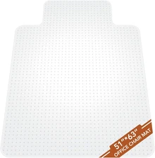 Office Chair Mat for Carpet with Lip, 51" X 63" Clear Plastic Heavy Duty Desk Fl