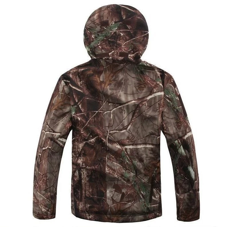 Men Hunting Camouflage Clothing Waterproof Windproof Hooded Jacket & Pants R145 - Image 3 of 4