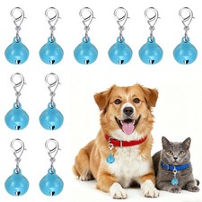 10Pcs 14mm Cat Bell with Lobster Buckle Matte Bell for Dog Collars Light Blue